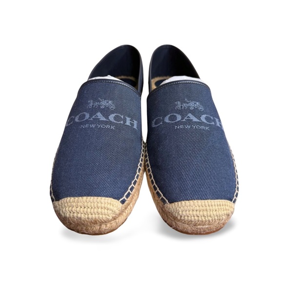 Coach Denim Logo Espadrilles Size 12D NIB Summer Slip Ons - Picture 3 of 11